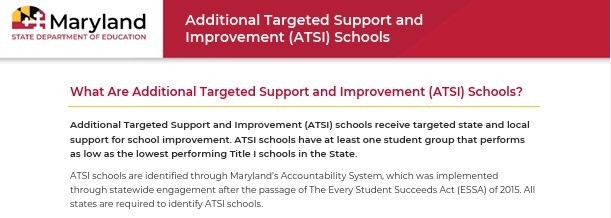 Image of Additional Target Support and Improvement (ATSI) Schools Letter
