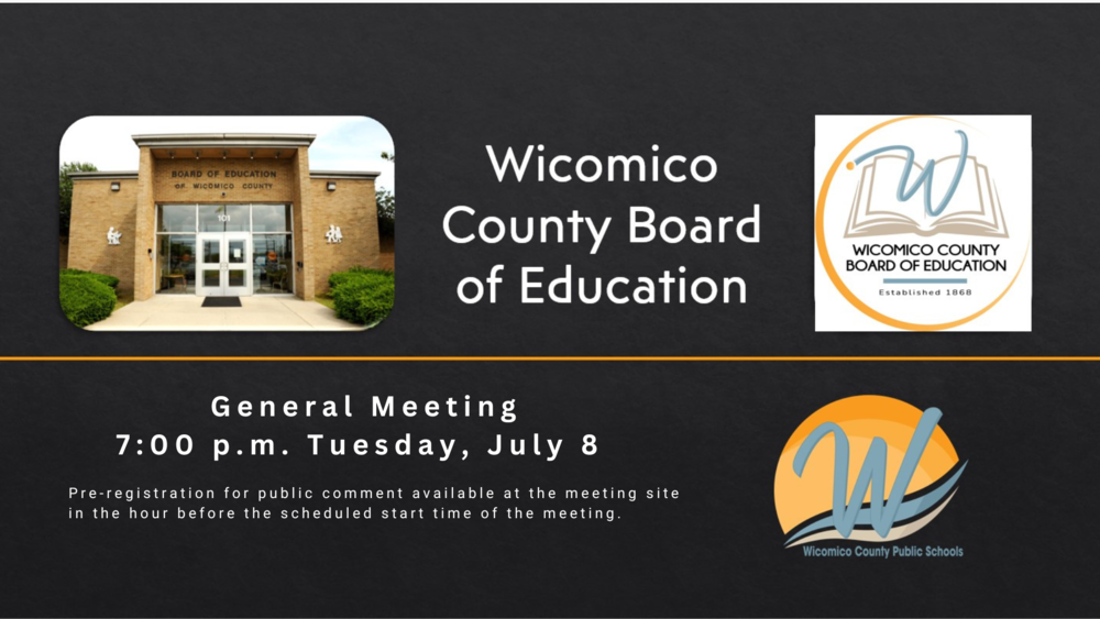 Image of flyer advertising the July 8th Board of Education Meeting