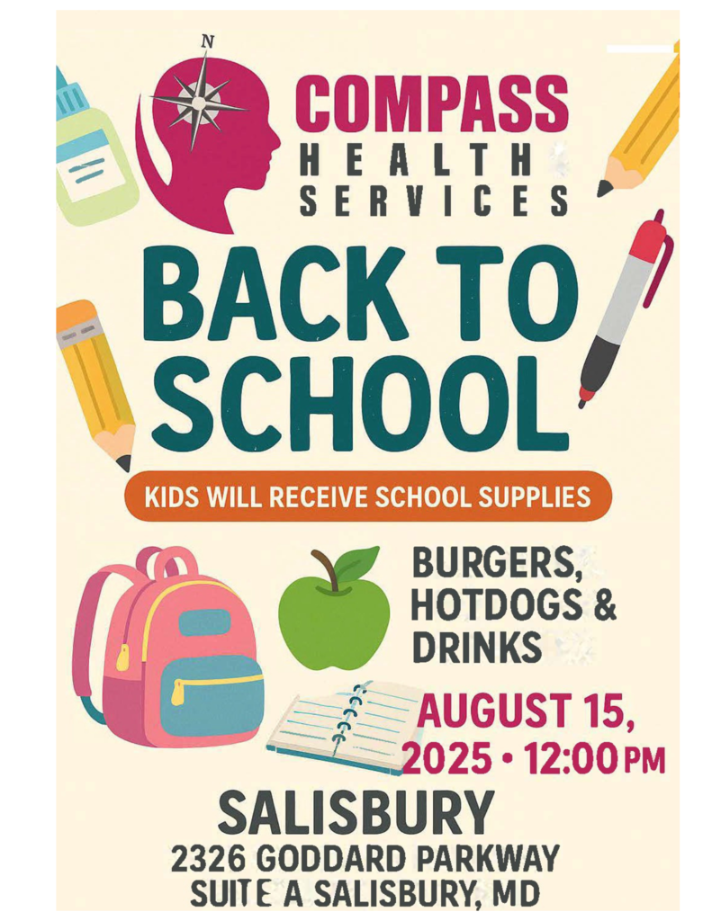 Back to School Event; August 15th; 12:00 PM; Compass Health Services