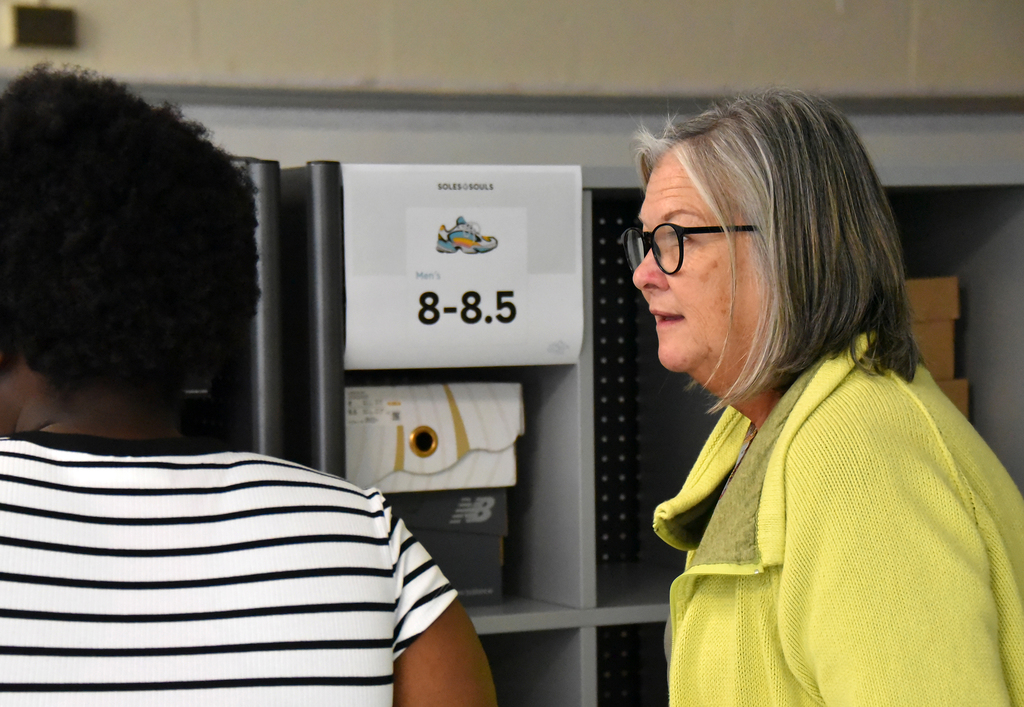Photo of Soles4Souls sneaker and sock distribution to students in need from Wicomico Schools