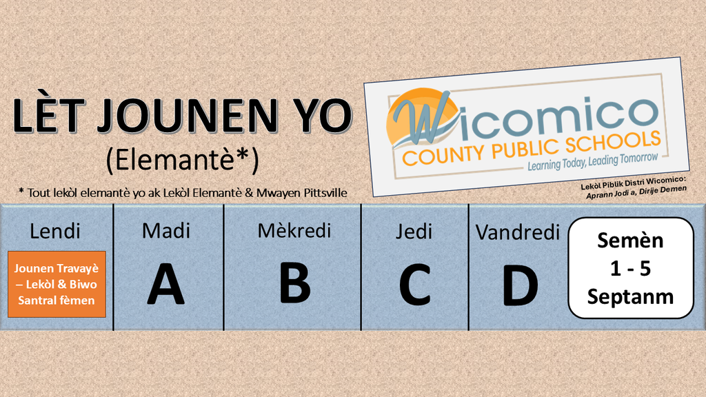 Elementary letter days in Haitian Creole