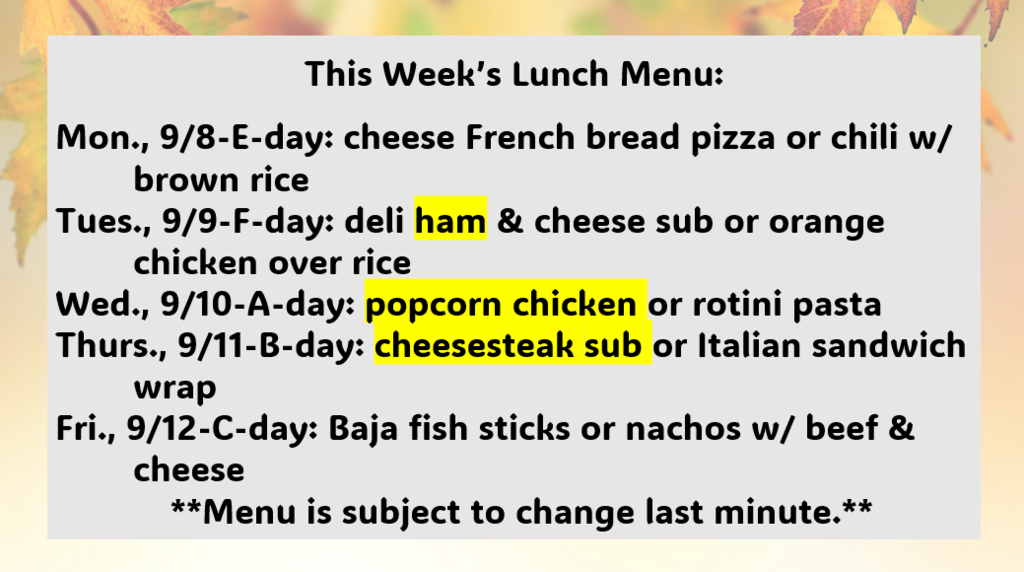 lunch changes