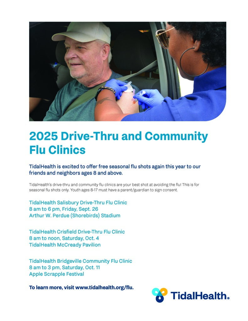 TidalHealth drive through flu clinics