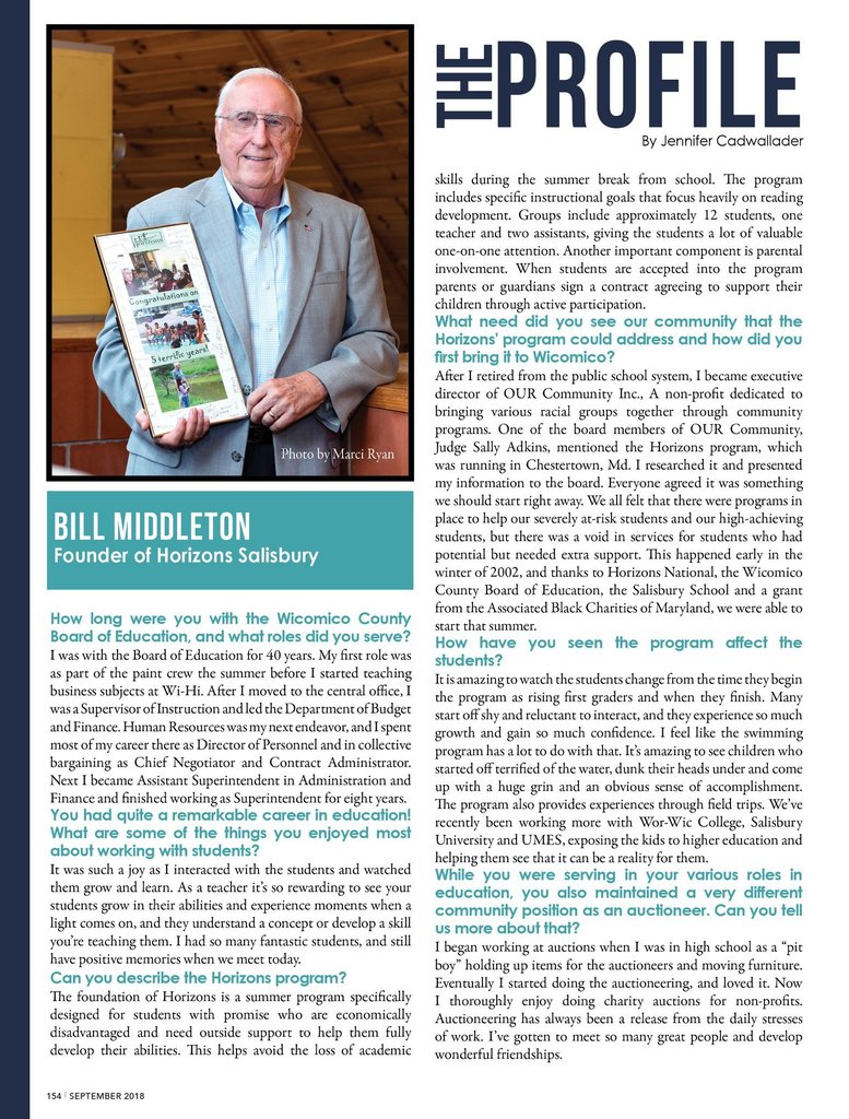 Profile of William Middleton, retired Superintendent of Schools