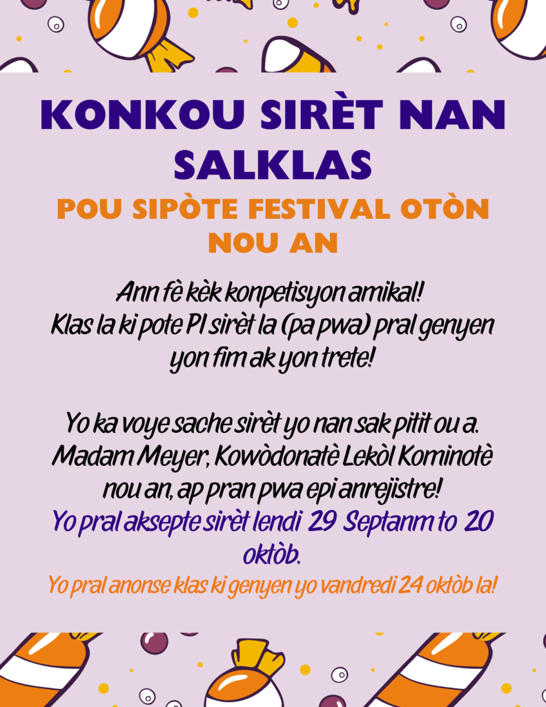 Haitian Creole candy contest graphic