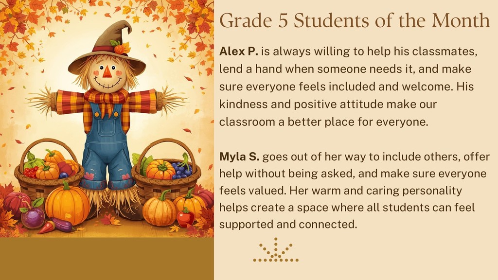 PBIS Students of the Month