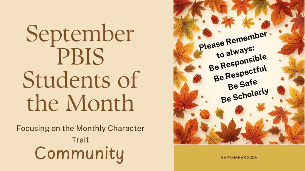 PBIS Students of the Month