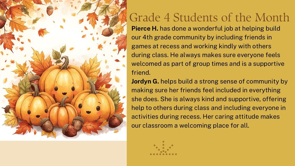 PBIS Students of the Month