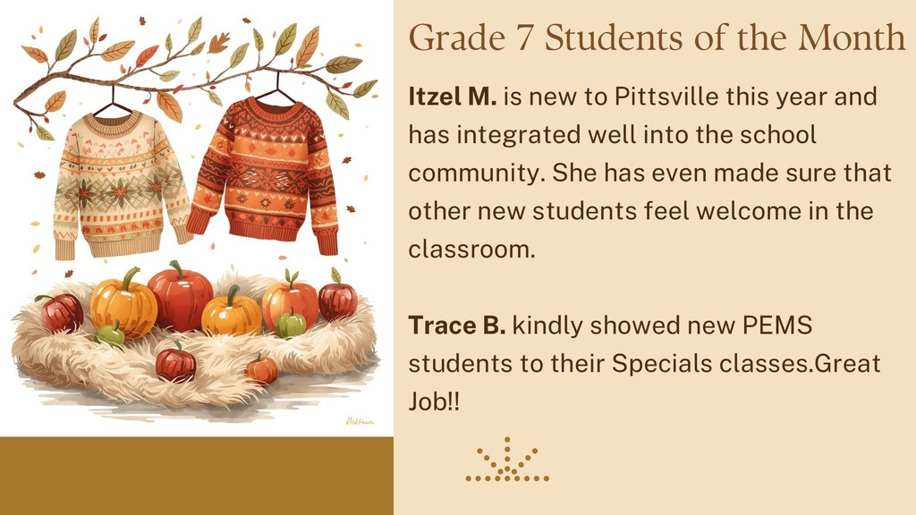 PBIS Students of the Month