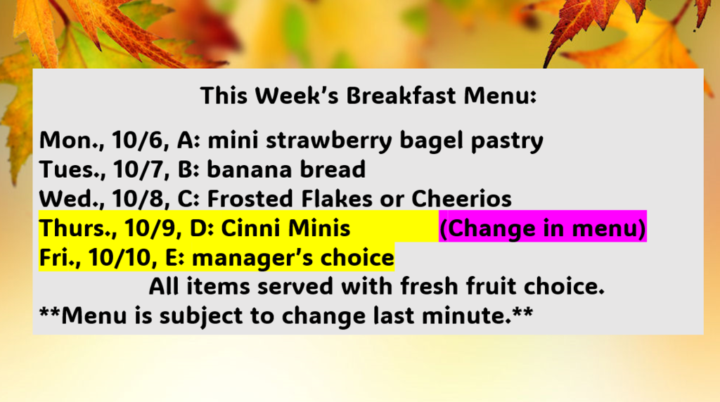 menu change