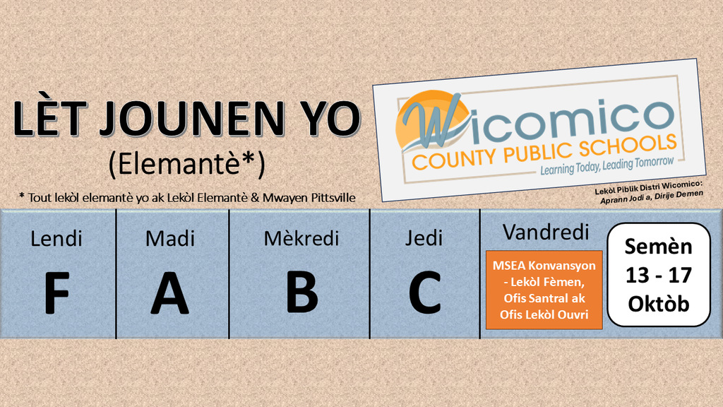 Elementary letter days in Haitian Creole