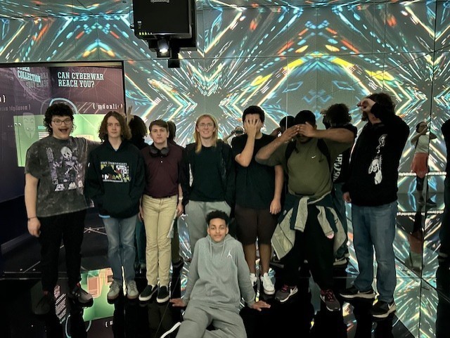 students visiting the spy museum