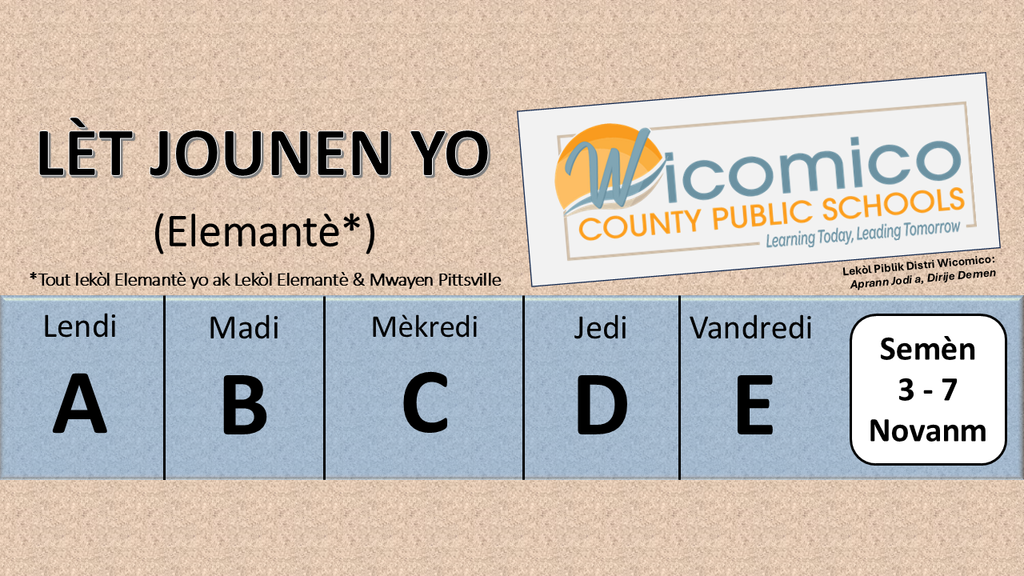 Elementary letter days in Haitian Creole