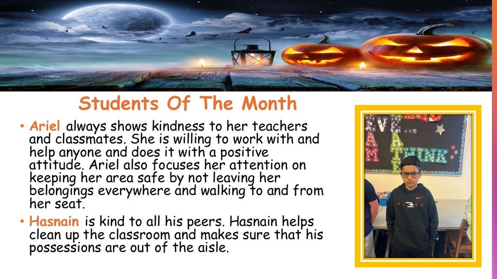 October Students of the Month