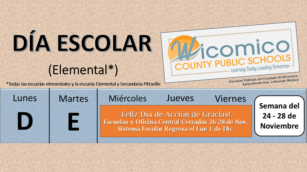 Elementary letter days in Spanish