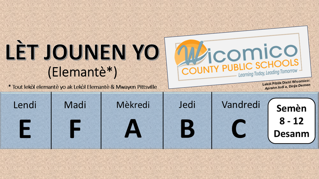 Elementary letter days in Haitian Creole