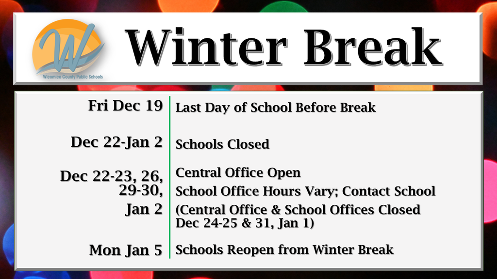 Winter Break dates