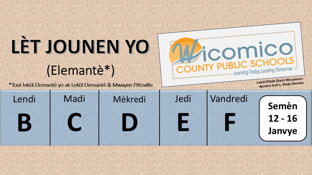 Elementary letter days in Haitian Creole