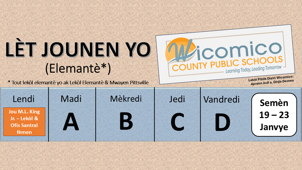 Elementary letter days in Haitian Creole