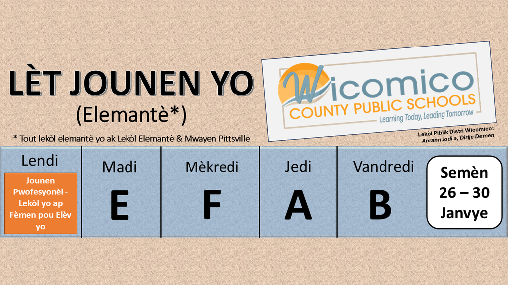 Elementary letter days in Haitian Creole