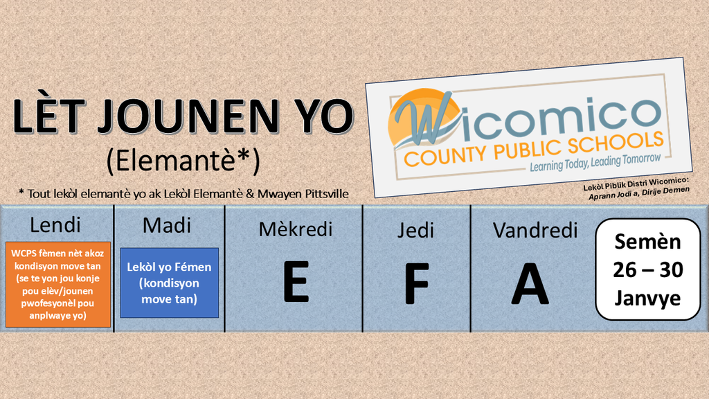 Elementary letter days in Haitian Creole