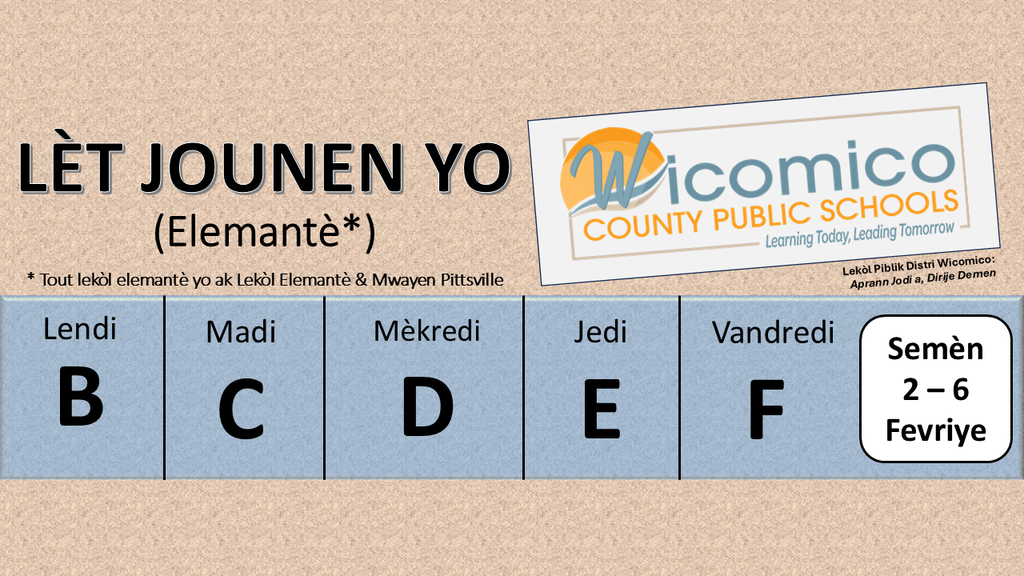 Elementary letter days in Haitian Creole