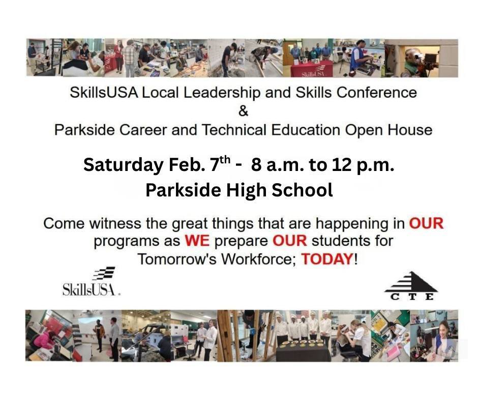 Flyer for SkillsUSA Competition and CTE Open House Feb 7