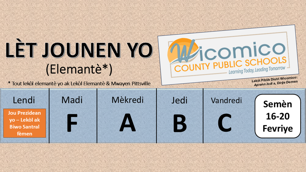 Elementary letters days in Haitian Creole