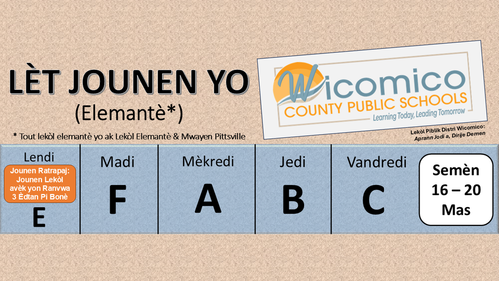 Elementary letter days in Haitian Creole