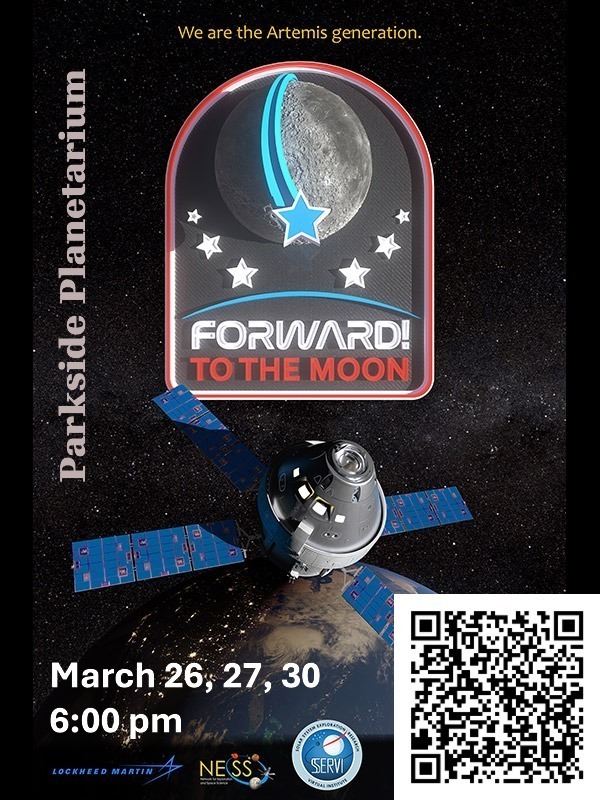 Flyer about Parkside Planetarium Show Forward to the Moon