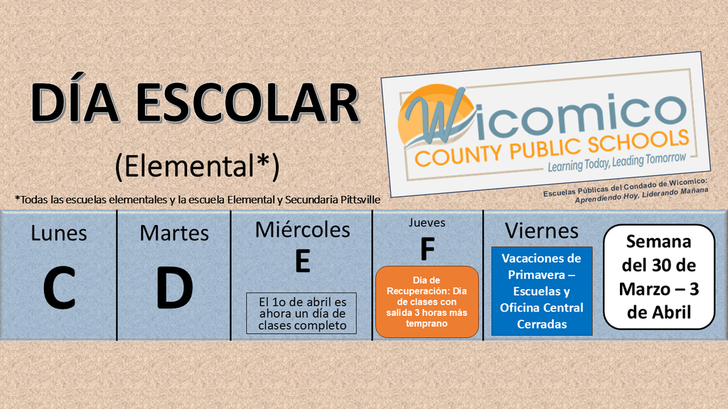 Elementary letter days in Spanish