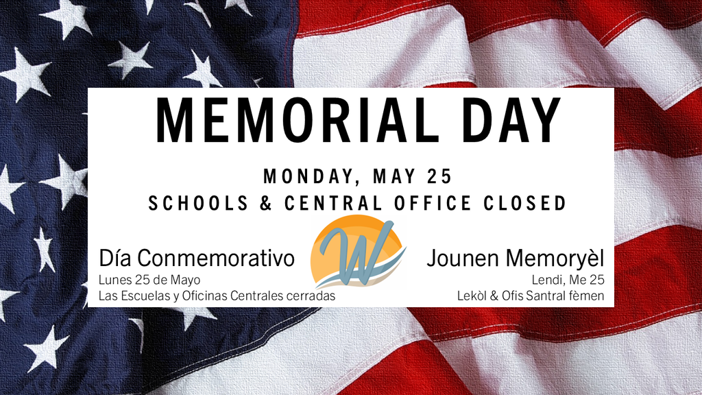 Memorial Day schedule for Wicomico Schools
