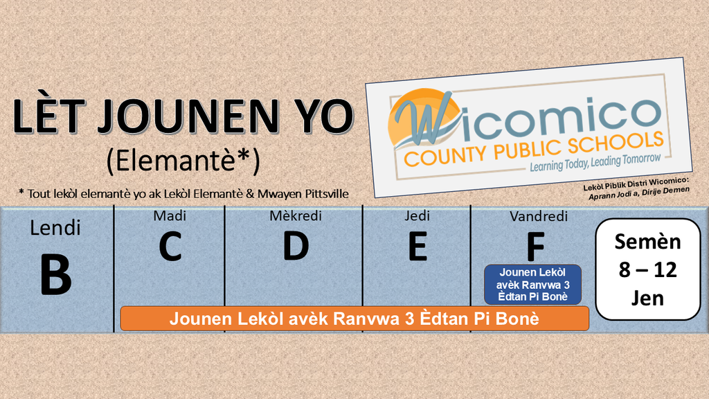 Elementary letter days in Haitian Creole