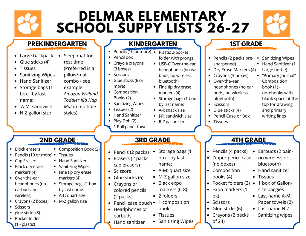 school supply list
