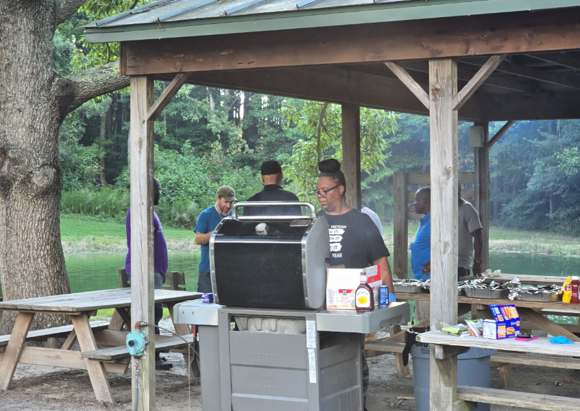 Lunch being cooked on the grill