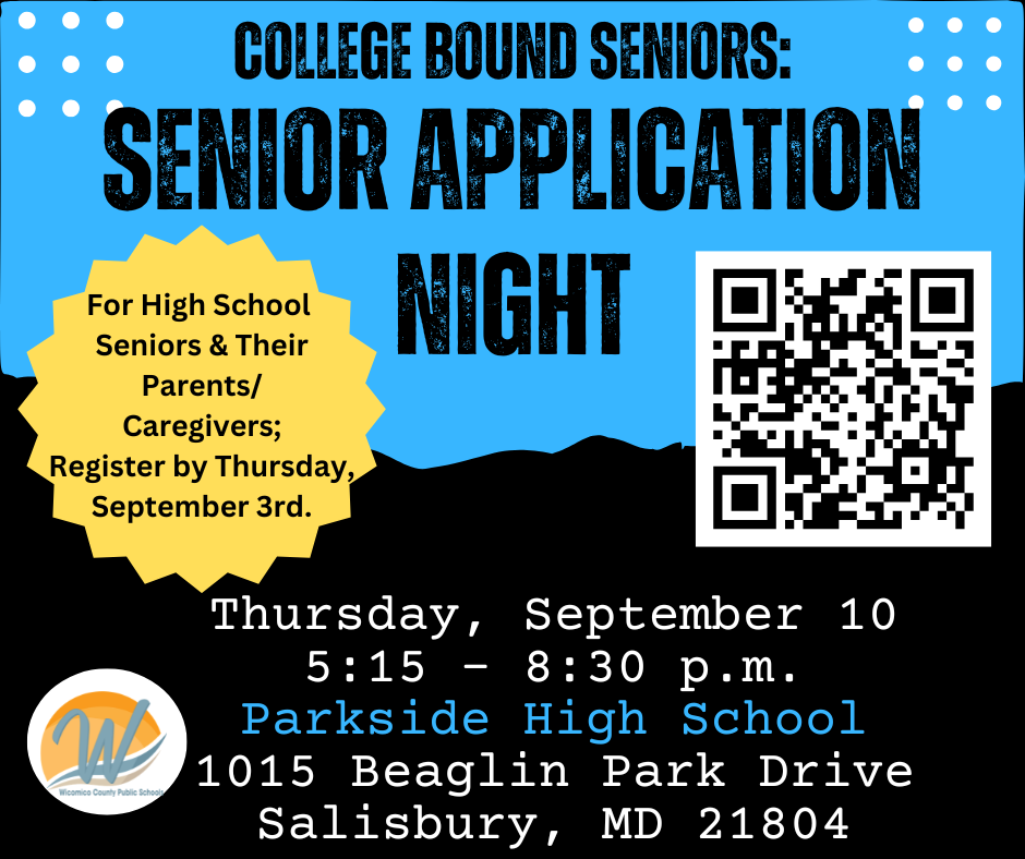 Image of flyer advertising the senior application night on september 10