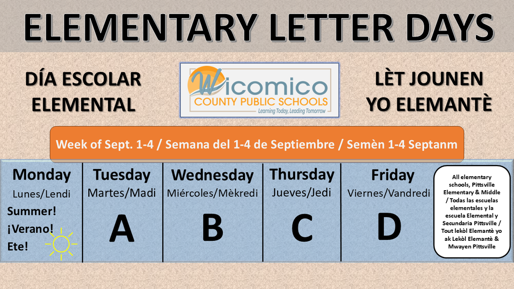 elementary letter days schedule by week