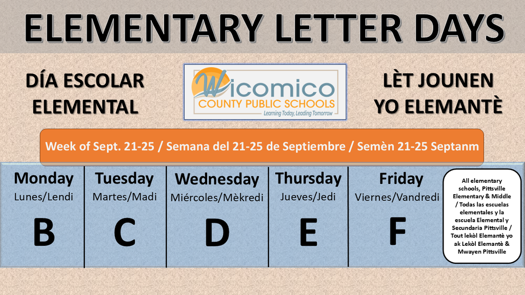 elementary letter days schedule by week