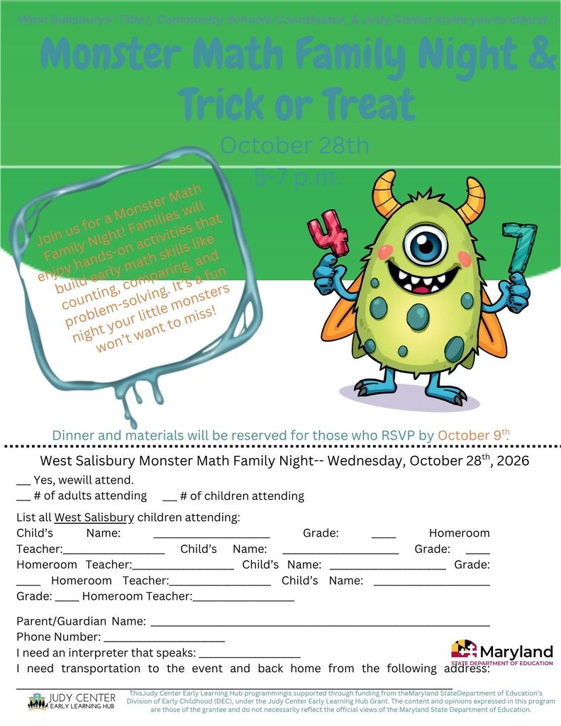 Monster math flyer in English