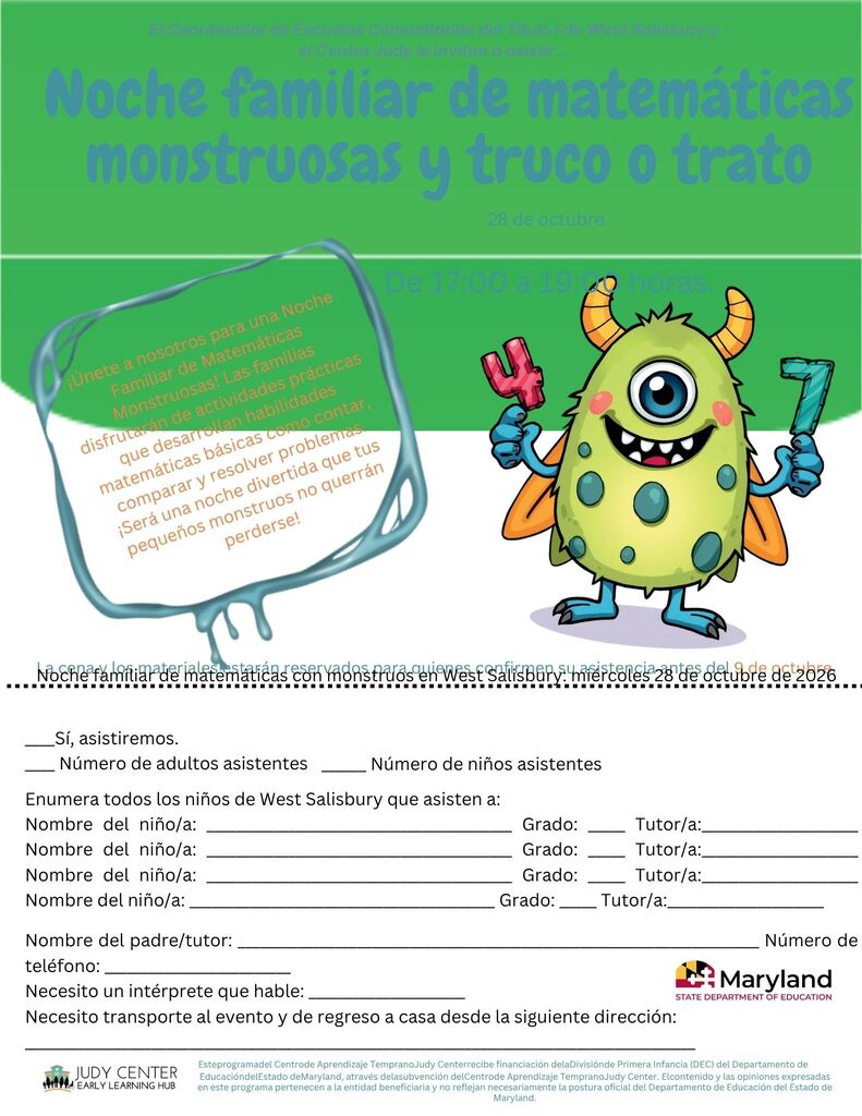 Monster Math Flyer in Spanish