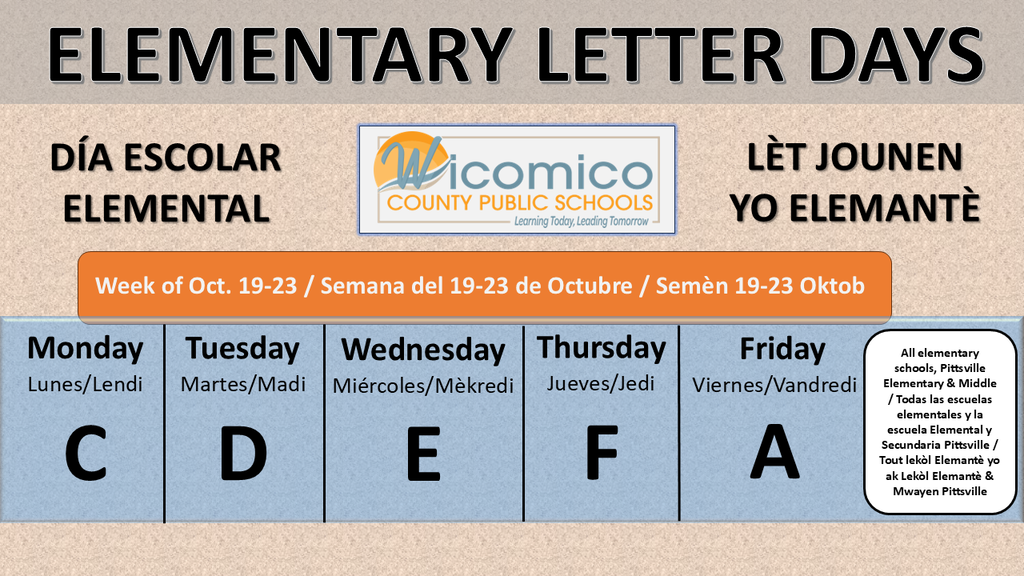 elementary letter days schedule by week