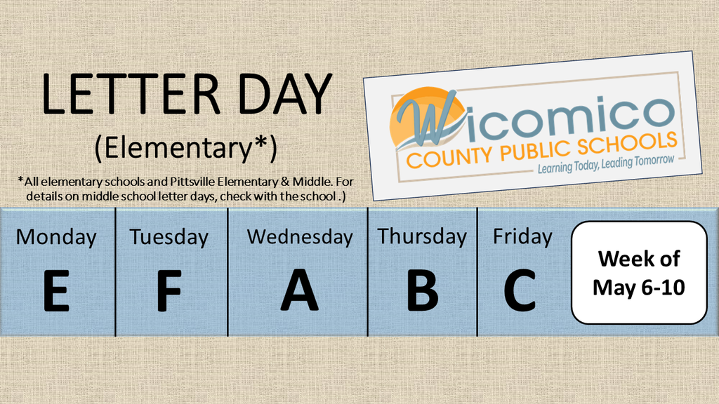 Schedule of elementary letter days