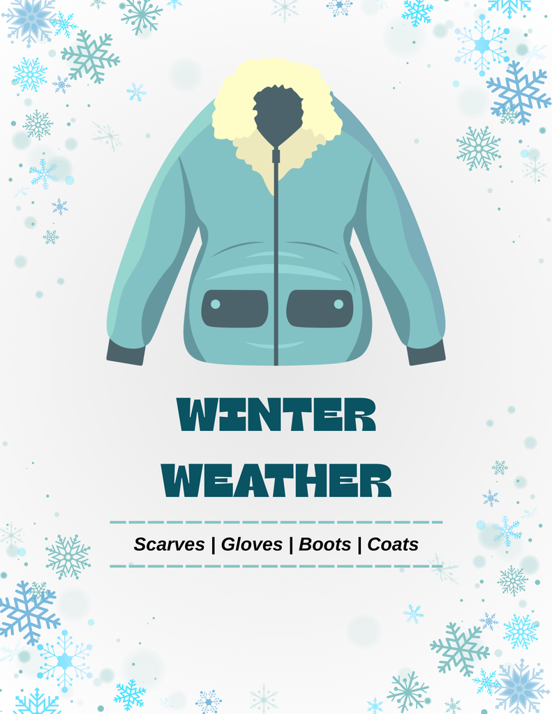 White and Teal Illustrative Winter Coat Drive Flyer