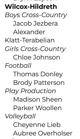 Fall NPCA/NSAA Academic All State