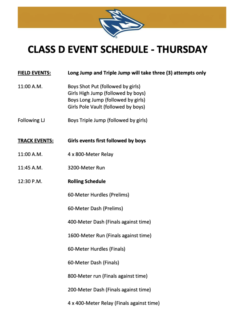 UNK Indoor Meet Schedule