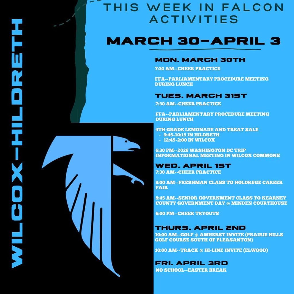3/30-4/3 Weekly Activities