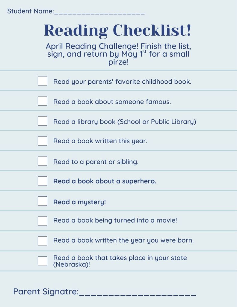 Reading Checklist
