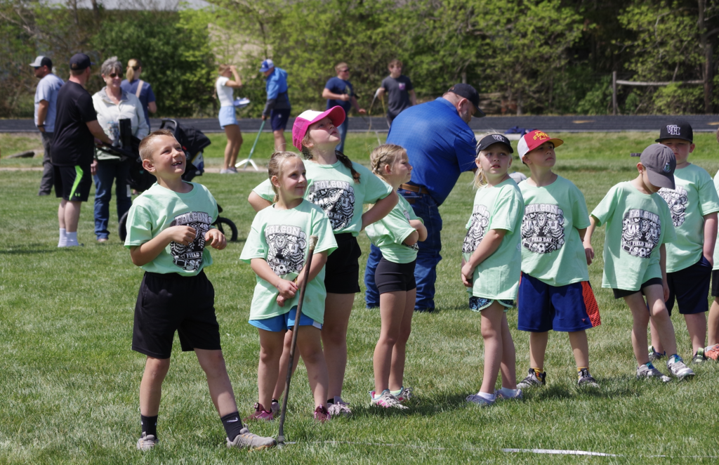 First Grade doing softball throw.