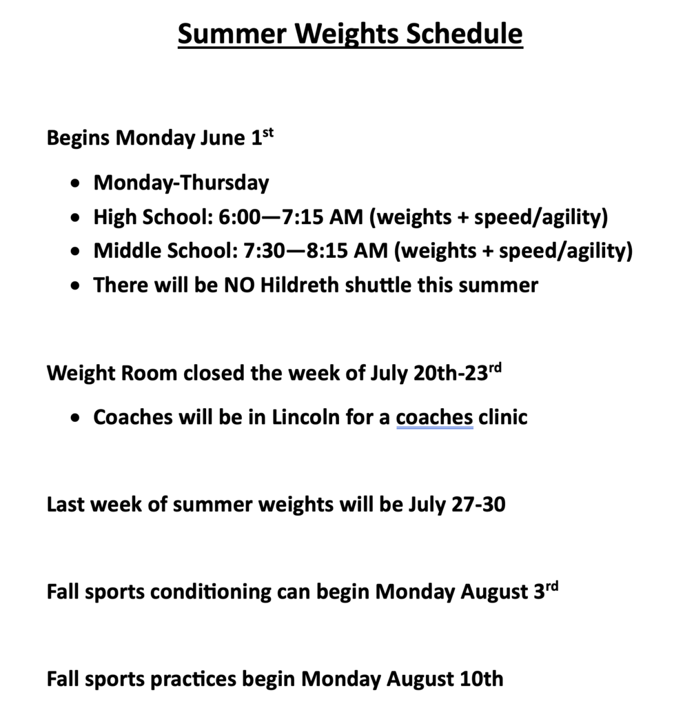 Summer Weights Info