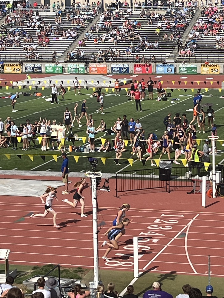 Camryn finishes the 300 hurdles